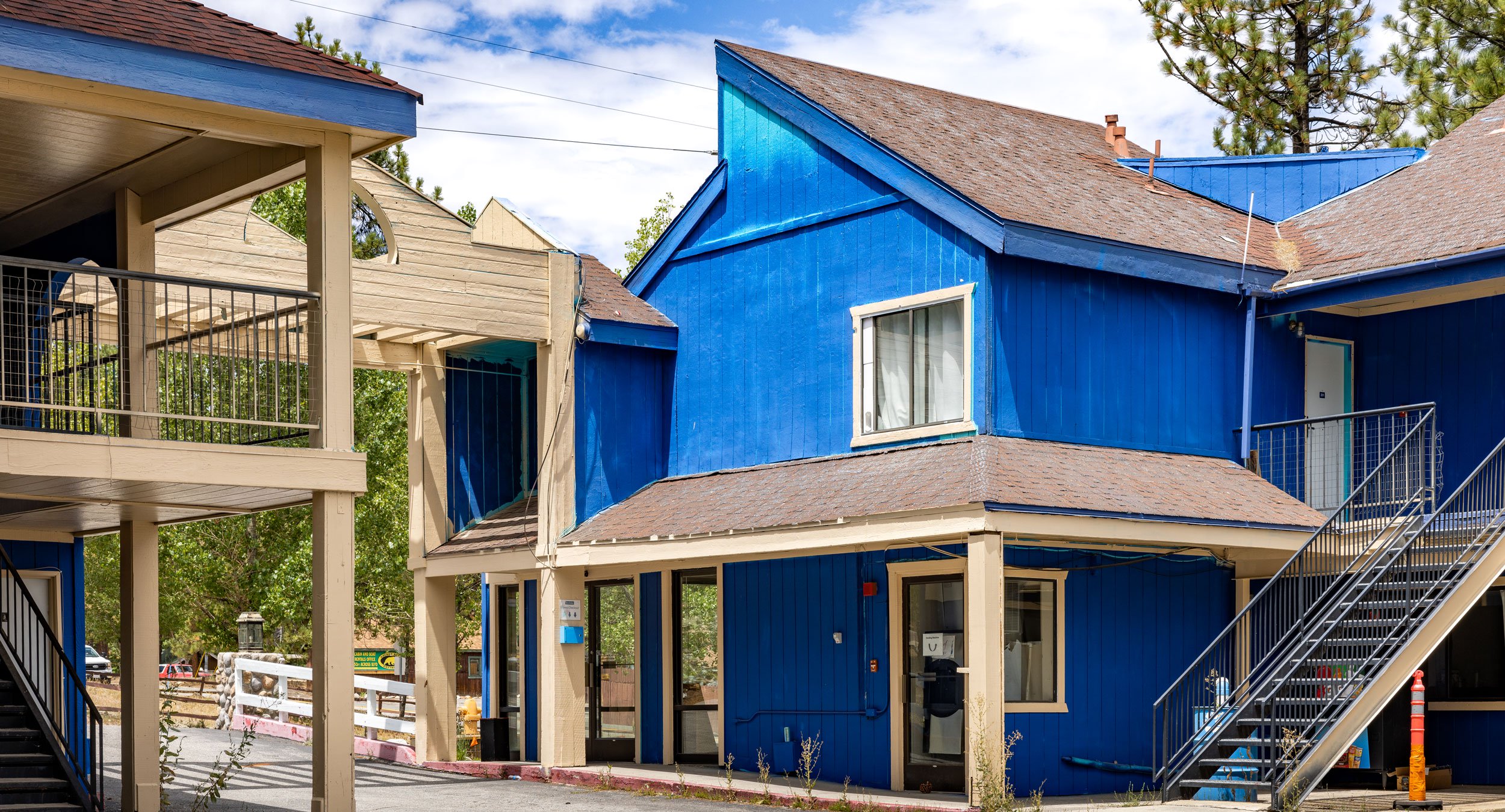 Blue lodging building